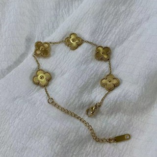 【精品熱銷】爆款鈦鋼18k倖運四葉草套裝項鏈手鏈耳釘戒指時尚首飾鎖骨鏈百搭