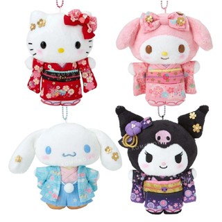 【現貨】小禮堂 【限購】Sanrio 三麗鷗 絨毛玩偶吊飾 (和服款) Kitty 美樂蒂 大耳狗 酷洛米