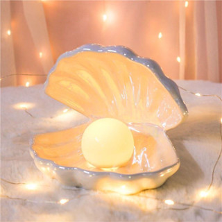 🥇桃園出貨 現時特賣✨陶瓷珍珠擺件貝殼網紅收納少女創意小夜燈臥室生日禮物閨蜜ins