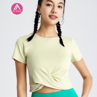 Air active 裸感速乾透氣瑜伽服運動跑步短袖T恤性感時尚彈力健身服女