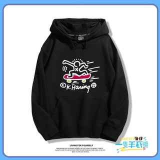 ✨一隻羊✨ keith haring聯名凱斯哈林衛衣 秋冬新款連帽寬鬆百搭上衣 帽t 男 長袖帽t 帽踢 衛衣 刷毛帽T