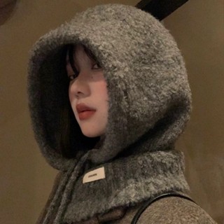 臺灣熱銷💫 巴拉克韓國拉法秋冬季帽子一體針織圍脖毛線帽保暖情侶護耳