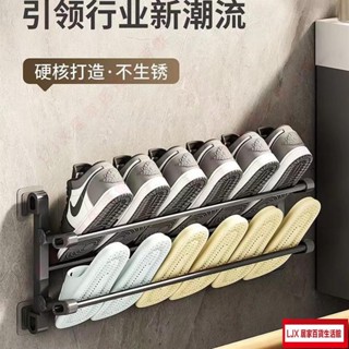 LJX 拖鞋架壁掛式免打孔浴室衛生間門後鞋架多功能置物架可折疊收納架JX
