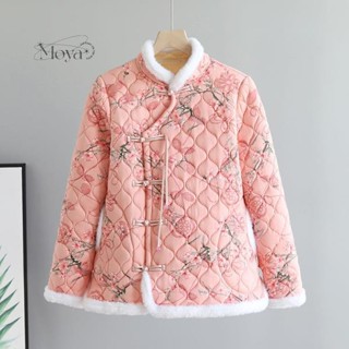 棉襖冬季新款女裝加厚保暖棉衣復古媽媽棉服外套中國東北網紅加絨 棉襖外套 大尺碼棉服 民族風外套 寬鬆外套 唐裝 文藝 復