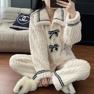 Lam睡衣睡袍加厚睡衣今年流行冬季睡衣女網紅可愛簡約寬松宿舍珊瑚絨家居服套裝睡衣