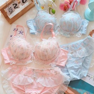 Lam 內衣 無痕內衣 可愛內衣 日系內衣 內衣套裝 成套內衣褲 蕾絲內衣 無鋼圈內衣 聚攏 少女內衣 防下垂 文胸