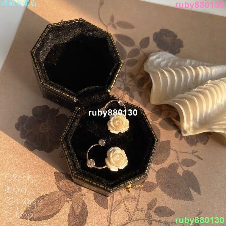 限量「凡爾賽玫瑰」復古法式輕奢花朵S925銀針鑲鉆耳釘無耳洞耳夾女 法式耳飾 復古風