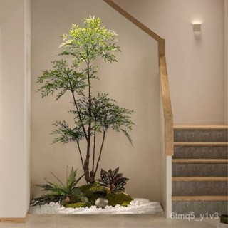 新品 廠家直銷 模擬綠植造景室內樓梯下景觀植物南天竹落地盆栽櫥窗裝飾假樹擺件