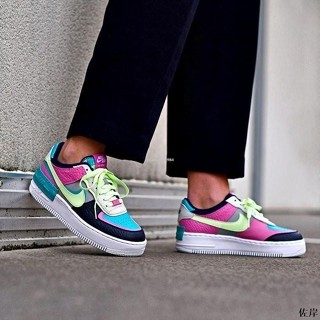 佐岸 Nike Force 1 SHADOW AF1 雙勾拼接 黑藍粉綠 螢光綠 滑板鞋CK3172-001女鞋