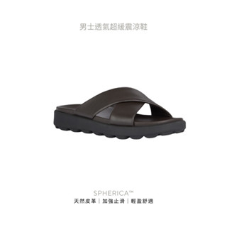 【GEOX】男鞋 棕/黑 SPHERICA™ 零衝擊避震Nappa納帕皮革涼鞋