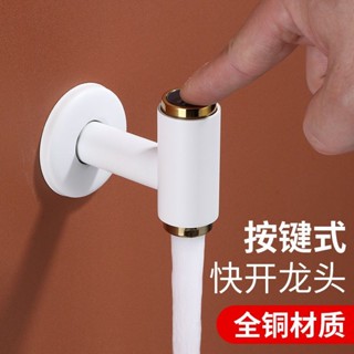 水龍頭 洗衣機 龍頭 衛浴 廚房 不鏽鋼全銅按鍵拖把池水龍頭防濺水洗衣機龍頭入墻式單冷水嘴家用陽臺