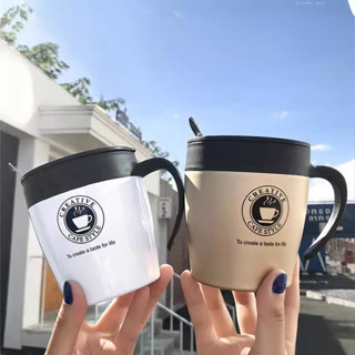 【新品推薦】雙層不銹鋼保溫杯滑蓋辦公咖啡杯子真空時尚手柄水杯禮品商務logo