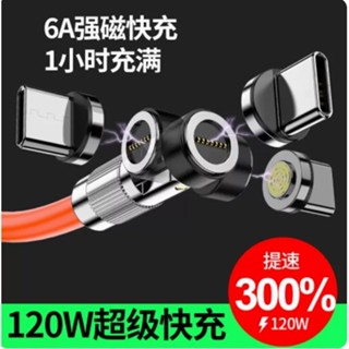 悠遊3C 540° 磁吸 旋轉 充電線 120W 6A 快充 蘋果 安卓 Type c 快充線 傳輸線 PD快充 usb