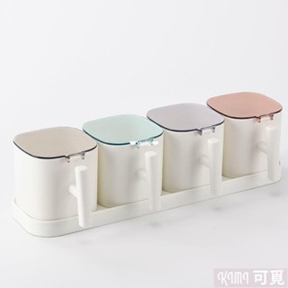 Yumi🌸調料盒套裝傢用組閤鹽罐調味盒調料罐廚房用品小百貨帶勺收納盒