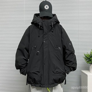 【H2O】多口袋衝鋒衣羽絨服男寬鬆連帽潮牌防風保暖冬天外套短款鴨絨上衣 EKSJ