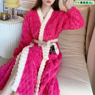 浴袍 睡袍 浴袍女 浴袍男 浴衣 睡袍冬天 超輕浴袍 珊瑚絨睡袍女秋冬2024年新款加厚加絨法蘭絨家居服睡衣大碼可外穿