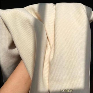 🔥毛呢闊腿褲🔥 【店鋪熱銷】奶油闊腿褲子女冬款加絨加厚學生百搭寬松顯瘦高腰垂感直筒休閑褲