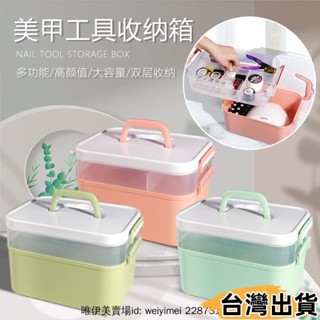 臺灣熱賣⚡美甲收納盒 美甲工具箱 大容量桌面超大多層馬卡龍手提外出便攜大號盒子717717