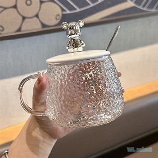 ✨臺南免運✨Ulife 馬克杯 耐熱玻璃卡通可愛杯 帶蓋帶勺子 INS風杯子 透明玻璃杯 有喝水慾望的玻璃杯