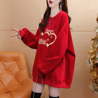 2025蛇年大學T 本命年上衣 蛇年衣服 新年戰袍新款ins風衛衣女中長款寬鬆顯瘦遮臀時尚潮流秋冬加厚款秋冬女裝 秋冬裝