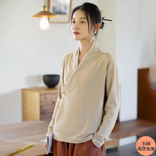 【小圓❥桃園發貨】 雙面德絨盤扣打底衫女秋冬內外搭加絨秋季2024年新款V領T恤上衣女