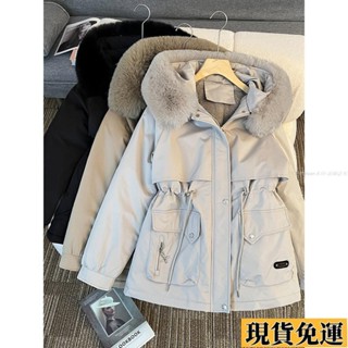 🎆雅軒🎆限時低價🎆派克服女中長款大衣棉服刷毛加厚2024年冬季新款鋪棉外套棉襖 小個子大尺碼冬天女裝 冬天外套 秋