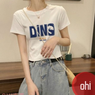 【ohi】短袖 短款 t恤 印花 短袖T恤 短T 夏季新款 韓版上衣 女生衣著女短T短袖上衣 GTM609