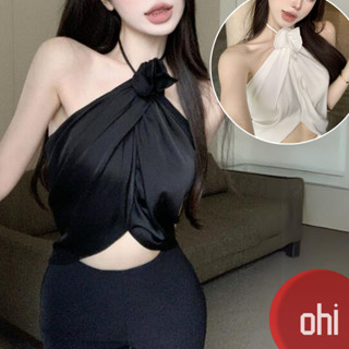 【ohi】甜辣純欲 性感立體花朵 掛脖背心吊帶 不規則露背綁帶 氣質上衣 夏天衣服 女裝 GVH6450