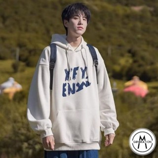 【M世代】刷毛帽T 連帽上衣 大學T 衛衣 長袖上衣 美式復古 男女情侶百搭 情侶裝 大尺碼 男裝 BHbC154