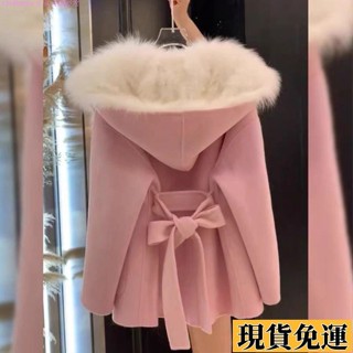 🎆雅軒🎆限時低價🎆2023爆款小香風高階輕薄短款小個子毛毛領粉色連帽短外套女秋冬季 冬天外套 冬季大衣女 TK