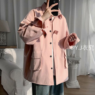 Annie💖夾克男 工裝外套男 長袖襯衫外套 男士春季新款 韓版潮流 寬鬆百搭外套 潮牌休閒外套 痞帥工裝上衣 免