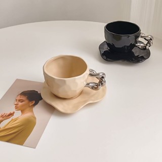 咖啡濾杯 熱飲杯 環保咖啡杯 咖啡杯 陶瓷咖啡杯 咖啡杯 玻璃 隨行咖啡杯 態生活 ins輕奢風創意電鍍咖啡杯子創意家用