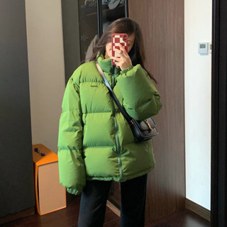 【免運】新款冬季綠色麵包棉服女短版韓版寬鬆棉襖加厚連帽棉衣潮ins
