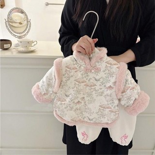 兒童套裝冬裝洋氣女童衣服加絨女寶寶周歲禮服過年拜年漢服兩件套Fashion SHOP