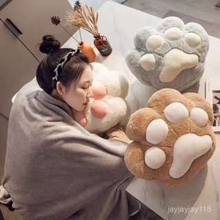 🍁限時下殺🍁可愛貓咪貓掌貓爪肉球枕頭靠墊暖手抱枕毛毯空調毯子午睡毯子被子抱枕毯三用枕珊瑚絨毯情人節禮物 Z0SI