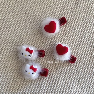 Hello Kitty 可愛毛毛球髮夾鴨嘴夾髮卡頭飾春夏側邊劉海夾髮飾女