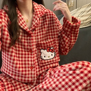 see 保暖睡衣 加絨睡衣 居家服 長袖睡衣 珊瑚絨加絨卡通睡衣女冬季可愛保暖家居服法蘭絨兩件套