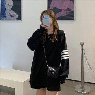 韓版寬鬆慵懶運動風長袖上衣 衣服 寬鬆上衣顯瘦上衣素色冬裝長袖T恤