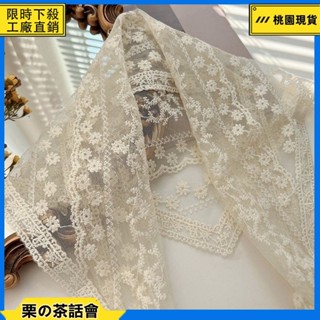 ✨【限量販售 森林系素色蕾絲刺繡絲巾經典長條圍巾三角巾領巾防曬護頸巾綁頭髮絲帶百搭送禮物 Ry