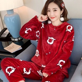 🌺臺灣限時低價🌺睡衣女冬季加厚法蘭絨睡衣女秋學生可愛珊瑚絨長袖大碼家居服套裝