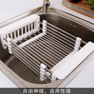廚房水槽可伸縮瀝水架碗架洗菜盆瀝水籃304不銹鋼置物架漏水果筐水槽瀝水架 多功能瀝水籃 水槽置物架 瀝碗架 水槽架瀝水架