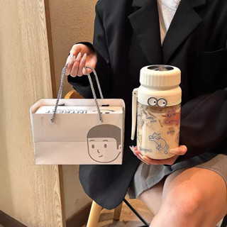 可愛新款咖啡杯便攜吸管1000ml大容量男 女生情侶運動水杯禮品杯子 禮盒裝