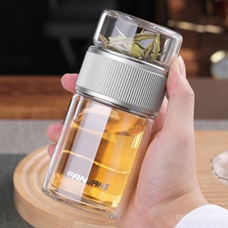 🌞臺灣出貨🌞繁簡茶水分離杯 玻璃杯 耐熱泡茶杯 透明杯 男女士便攜雙層送禮水杯子 水壺 咖啡杯 行杯 咖啡保溫瓶 WMA