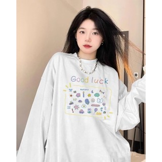 【全棉】M-3XL 早秋季大碼女裝長袖T恤 圓領T 大尺碼打底衫長袖上衣 長袖T恤 寬鬆上衣oversize