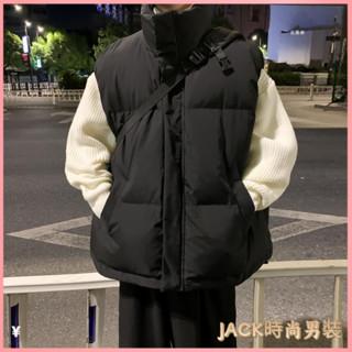 JACK-男裝 大尺碼背心 棉背心 保暖背心 男生背心 青港的風 冬季加絨加厚棉馬甲男生韓版潮流百搭寬鬆情侶坎肩外套