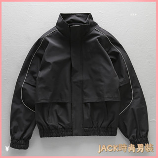 JACK-男裝 大尺碼外套 男生上衣 棒球服 飛行夾剋 黑色衝鋒衣男士百搭運動戶外山係工裝痞帥秋冬季新款男生夾剋外套