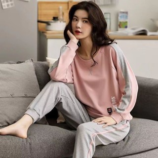 LW湯圓女裝-睡衣女秋冬棉料女士長袖運動休閒2件套家居服套裝jjf