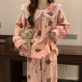 冬季睡衣 珊瑚絨睡衣 女生睡衣 可愛兩件套 套裝 女裝 秋冬 加絨 加厚 法蘭絨 睡衣 家居服[MM]