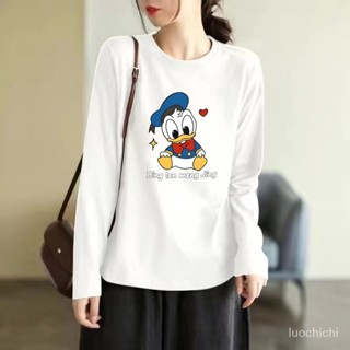 【臺灣出貨】美式上衣 秋冬女裝 100%純棉 長袖上衣 純棉T恤 長袖T恤女 秋冬上衣 寬鬆T恤 女生長袖 女上衣 女裝