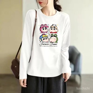 【臺灣出貨】秋冬女裝 100%純棉 T恤女 長袖上衣 秋冬上衣 長袖T恤女 寬鬆上衣 大碼女裝 女生上衣 大尺碼長袖